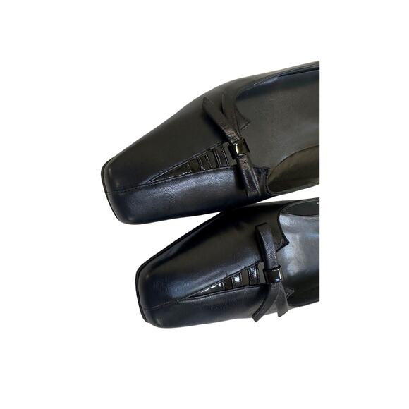 Stuart Weitzman Women's Pumps Leather Square Toe Bow Shoes Low‎ Heel Black 7M - Picture 5 of 11